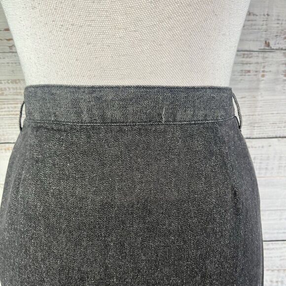 Denim & Co Skirt Plus size 1X Black Denim Jean Long Straight Floral Embroidery - Picture 6 of 14